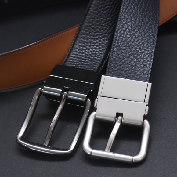 Lot of 2 COACH Reversible Belts Men's Black Brown Navy Tan 33.5"-37" - Picture 5 of 14
